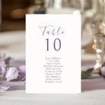 Ivory | Chic Lavender Wedding Seating & Table Card Kaart<br><div class="desc">Chic and elegant wedding seating chart and table number combo features a contemporary set of purple fonts, against a soft ivory background. The design is repeated at the back. This seating card accommodates a 10 guest names. The design embues modern elegance in a minimalist style, matching other items in the...</div>