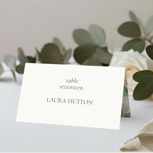 Ivory | Chic Monogram Bloem Bruiloft  Plaatskaartje