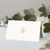 Ivory | Chic Monogram Floral Wedding Plaatskaartje