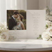 Ivory | Chic Watercolor Bloem Bruiloftsprogramma Programma