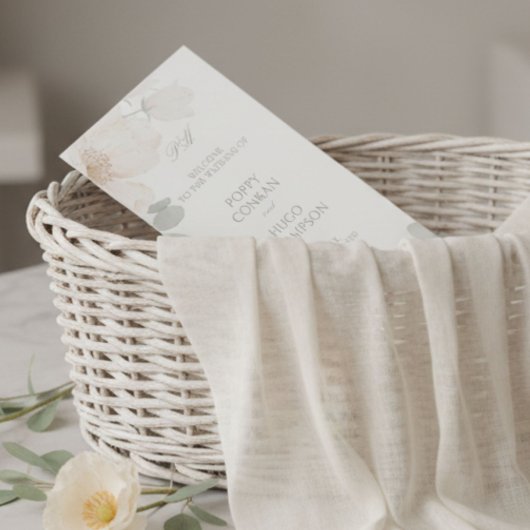 Ivory | Chic Watercolor Bloem Bruiloftsprogramma Programmakaart