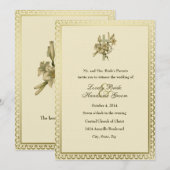 Ivory Christelijke Cross Lilies Wedding Uitnodigin Kaart (Voorkant / Achterkant)