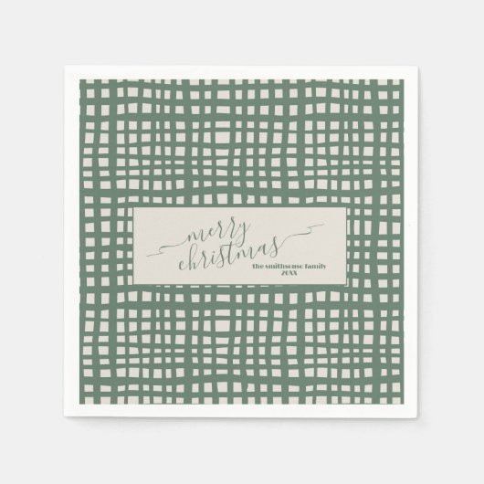 Ivory Christmas Poinsettia Sage elegant Servet (Voorkant)