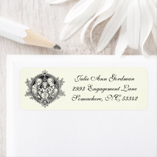 Ivory Classic Elegant Katholieke Heilige Gezin Etiket (Insitu)