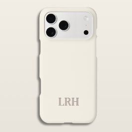 Ivory Classic Minimalistisch Initiaal Monogram iPhone 15 Case