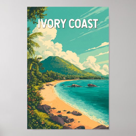 Ivory Coast Illustration Travel Art Vintage Poster (Voorkant)