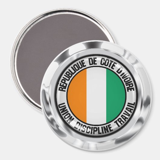 Ivory Coast Round Emblem Magneet (Voorkant / Achterkant)