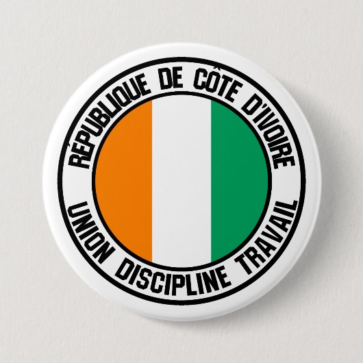 Ivory Coast Round Emblem Ronde Button 7,6 Cm (Voorkant)