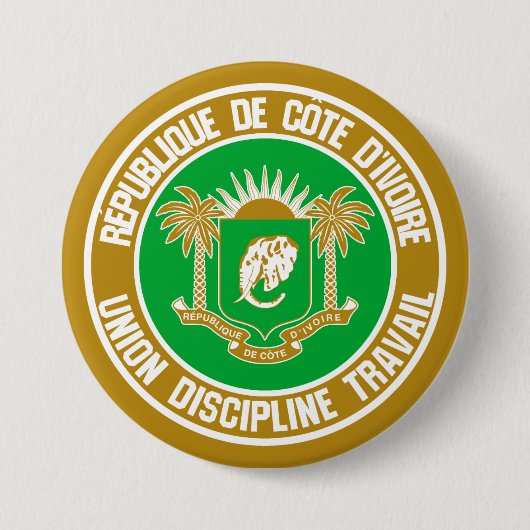 Ivory Coast Round Emblem Ronde Button 7,6 Cm (Voorkant)