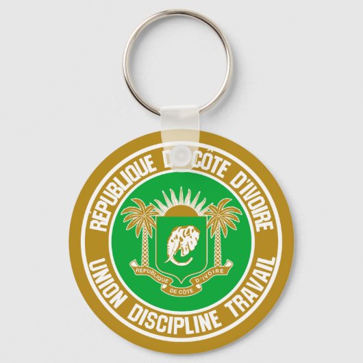 Ivory Coast Round Emblem Sleutelhanger (Voorkant)