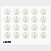 Ivory Coffee Monogram Date Wedding Ronde Sticker (Vel)