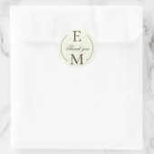 Ivory Coffee Monogram Wedding Thank You Ronde Sticker (Tas)