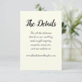 Ivory Color Simple Style Wedding Details Informatiekaartje
