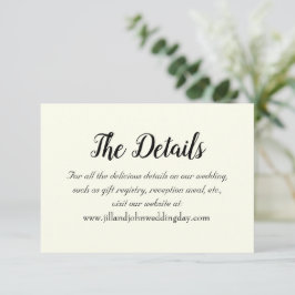 Ivory Color Simple Style Wedding Details Informatiekaartje