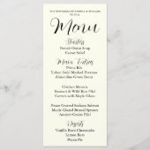 Ivory Color Simple Style Wedding Dinner Menu (Voorkant)