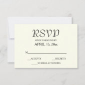 Ivory Color Simple Style Wedding RSVP Kaartje (Voorkant)