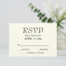 Ivory Color Simple Style Wedding RSVP Kaartje