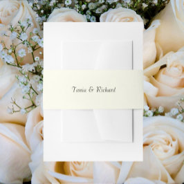 Ivory Color Simple Stylized Name Wedding Uitnodigingen Wikkel