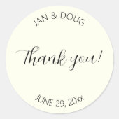 Ivory Color Stylized Wedding Thank You Ronde Sticker (Voorkant)