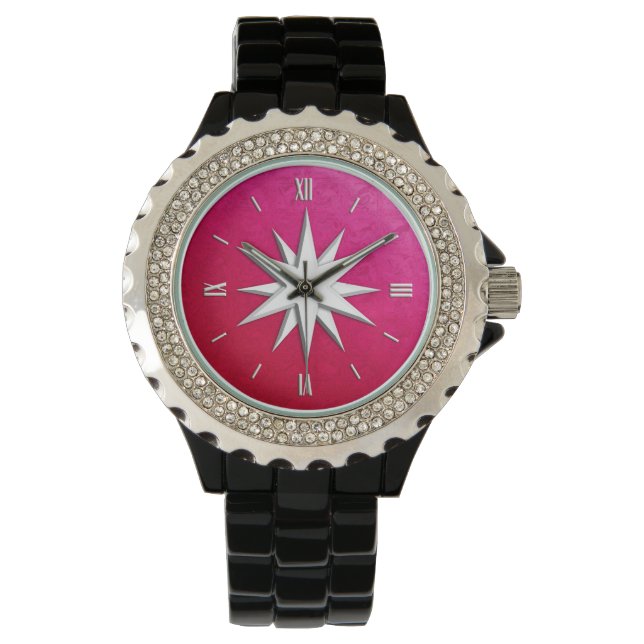 Ivory compass roos - voorruitglasachtergrond horloge (Voorkant)