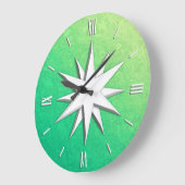 Ivory compass rose - peridot green background grote klok (Hoek)