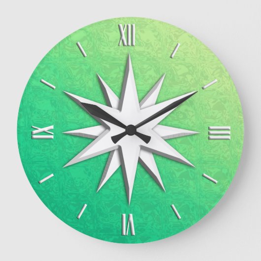 Ivory compass rose - peridot green background grote klok (Voorkant)