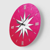 Ivory compass rose - ruby glass background grote klok (Hoek)