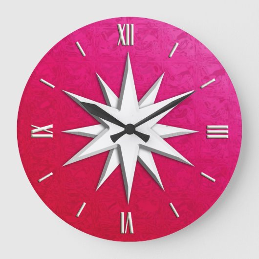 Ivory compass rose - ruby glass background grote klok (Voorkant)