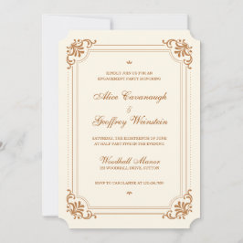 Ivory Copper Elegant Engagement Party Kaart