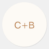 Ivory Copper Monogram Modern Wedding Ronde Sticker (Voorkant)