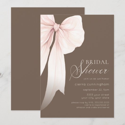 Ivory Coquette Bow Vrijgezellenfeest Kaart (Voorkant / Achterkant)