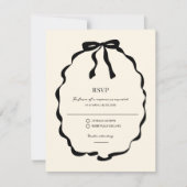 Ivory Coquette Bow Wedding RSVP Kaartje (Voorkant)