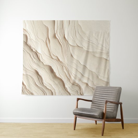 Ivory Cream Bohemian Boho Textured Look Wandkleed (In Situ (horizontaal))