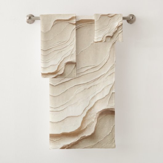 Ivory Cream Bohemian Natuurlijke Textured Look Bad Handdoek (Insitu)