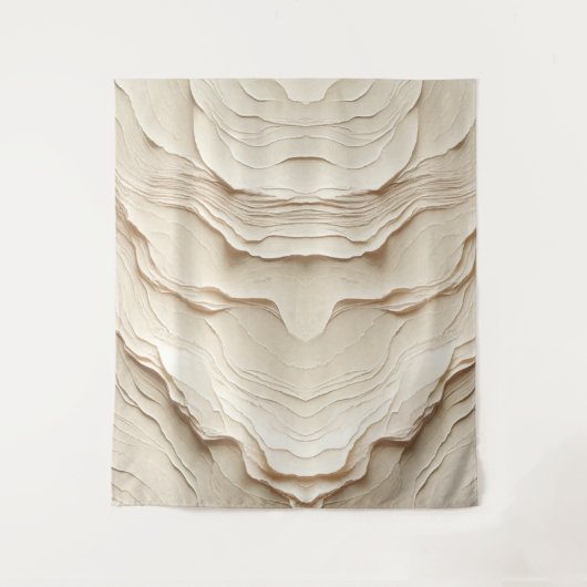 Ivory Cream Bohemian Natuurlijke Textured Look Wandkleed (Voorkant)