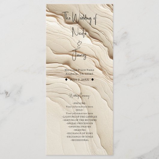 Ivory Cream Bohemian Textured Wedding Programmakaart (Voorkant)