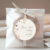 Ivory Cream Boho Herfst Wildflower Bruiloft Dank u Ronde Sticker