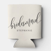 Ivory Cream Bruidsmeisje Modern Script Blikjeskoeler (Achterkant)