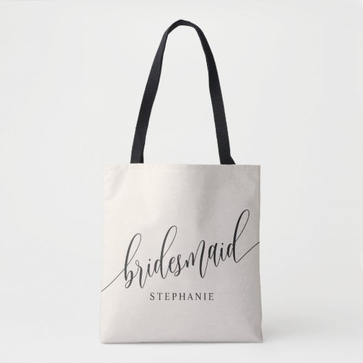 Ivory Cream Bruidsmeisje Modern Script Tote Bag (Voorkant)
