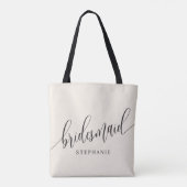 Ivory Cream Bruidsmeisje Modern Script Tote Bag (Achterkant)