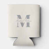 Ivory Cream | Custom Monogram Wedding Groomsmen Blikjeskoeler (Achterkant)