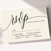 Ivory Cream Eenvoudig Script Bruiloft RSVP Kaart
