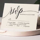Ivory Cream Eenvoudig Script Bruiloft RSVP Kaart