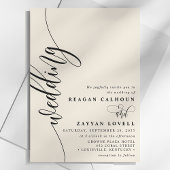 Ivory Cream Elegant Calligraphy Script Wedding Kaart