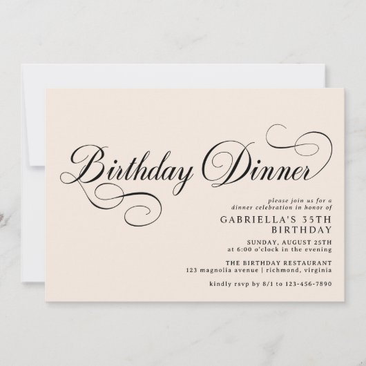 Ivory Cream Elegant  Stijl Verjaardagsdiner Kaart (Voorkant)
