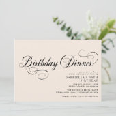 Ivory Cream Elegant  Stijl Verjaardagsdiner Kaart (Staand voorkant)