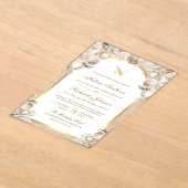 Ivory Cream Floral Gold Arch Butterfly Wedding Acryl Uitnodigingen (Laagn)