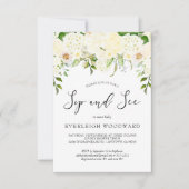 Ivory Cream Floral Greenery Sip en See Baby Kaart (Voorkant)