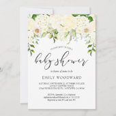 Ivory Cream Floral Greenery Waterverf Baby shower Kaart (Voorkant)