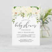 Ivory Cream Floral Greenery Waterverf Baby shower Kaart (Staand voorkant)